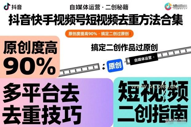 抖音快手视频号短视频去重方法合集,原创度提高90%,搞定二创作品过原创-小红泡