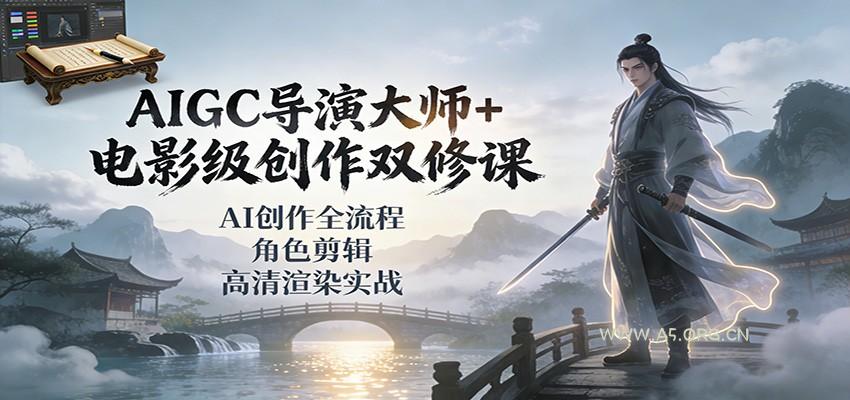AIGC导演大师+电影级创作双修课：AI创作全流程、角色剪辑、高清渲染实战-小红泡