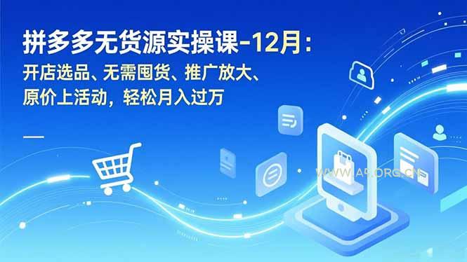 拼多多无货源实操课-12月:开店选品、无需囤货、推广放大、原价上活动,轻松月入过万-小红泡