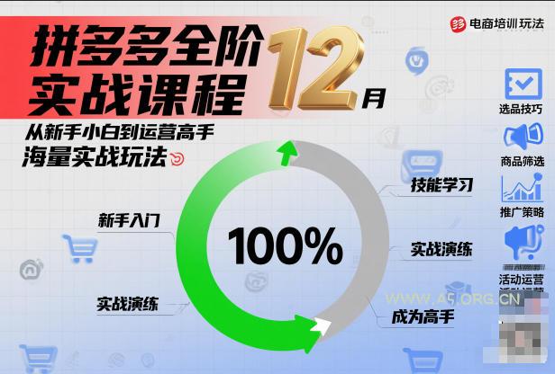 拼多多全阶实战课程12月，从新手小白到运营高手，海量实战玩法-小红泡