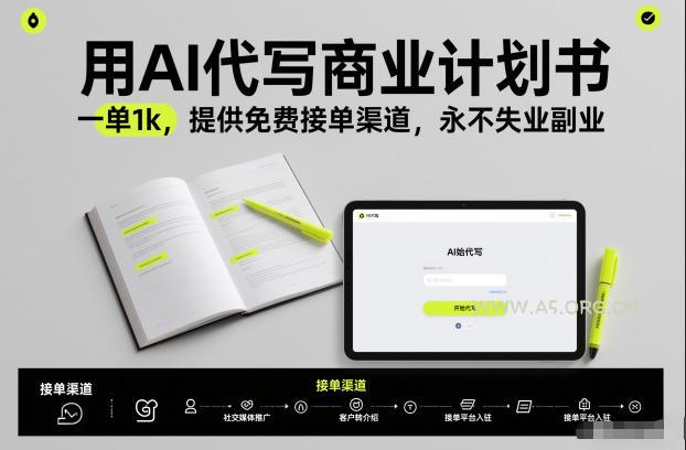 用AI代写商业计划书,一单1k,提供免费接单渠道,永不失业副业-小红泡