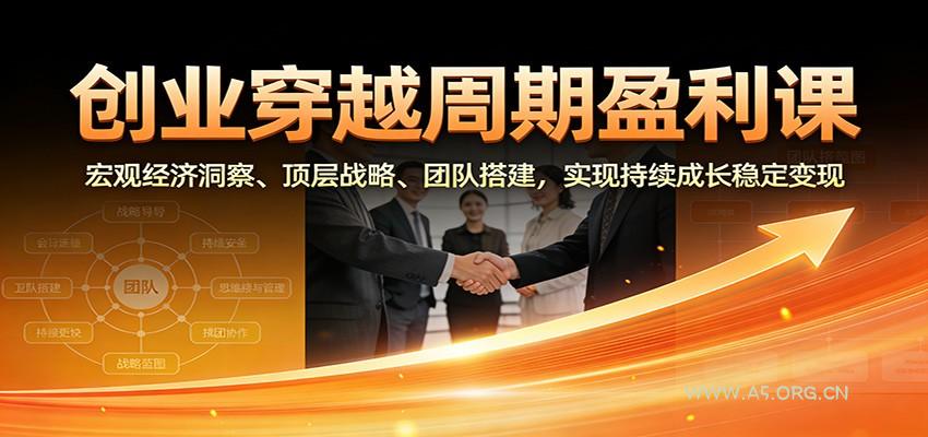 创业穿越周期盈利课:宏观经济洞察、顶层战略、团队搭建,实现持续成长稳定变现-小红泡