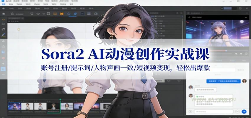 Sora2 AI动漫创作实战课:账号注册/提示词/人物声画一致/短视频变现,轻松出爆款-小红泡
