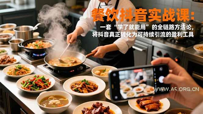 餐饮抖音实战课：一套“学了就能用”的全链路方法论，将抖音真正转化为可持续引流的盈利工具-小红泡