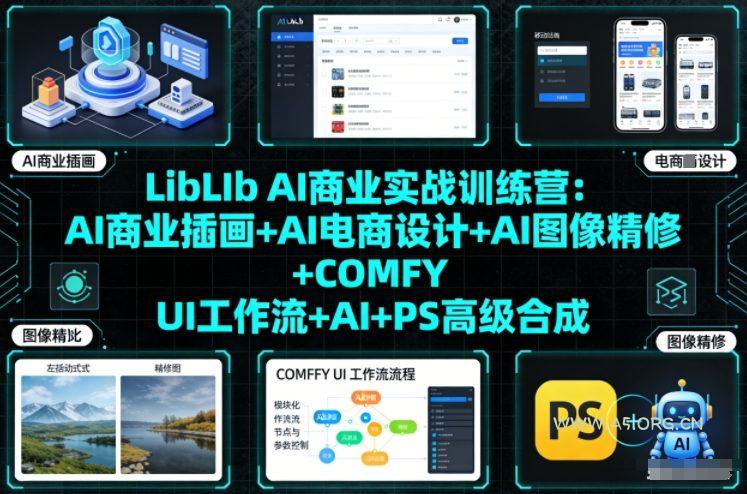 LibLIb AI商业实战训练营:AI商业插画+AI电商设计+AI图像精修+COMFY UI工作流+AI+PS高级合成-小红泡