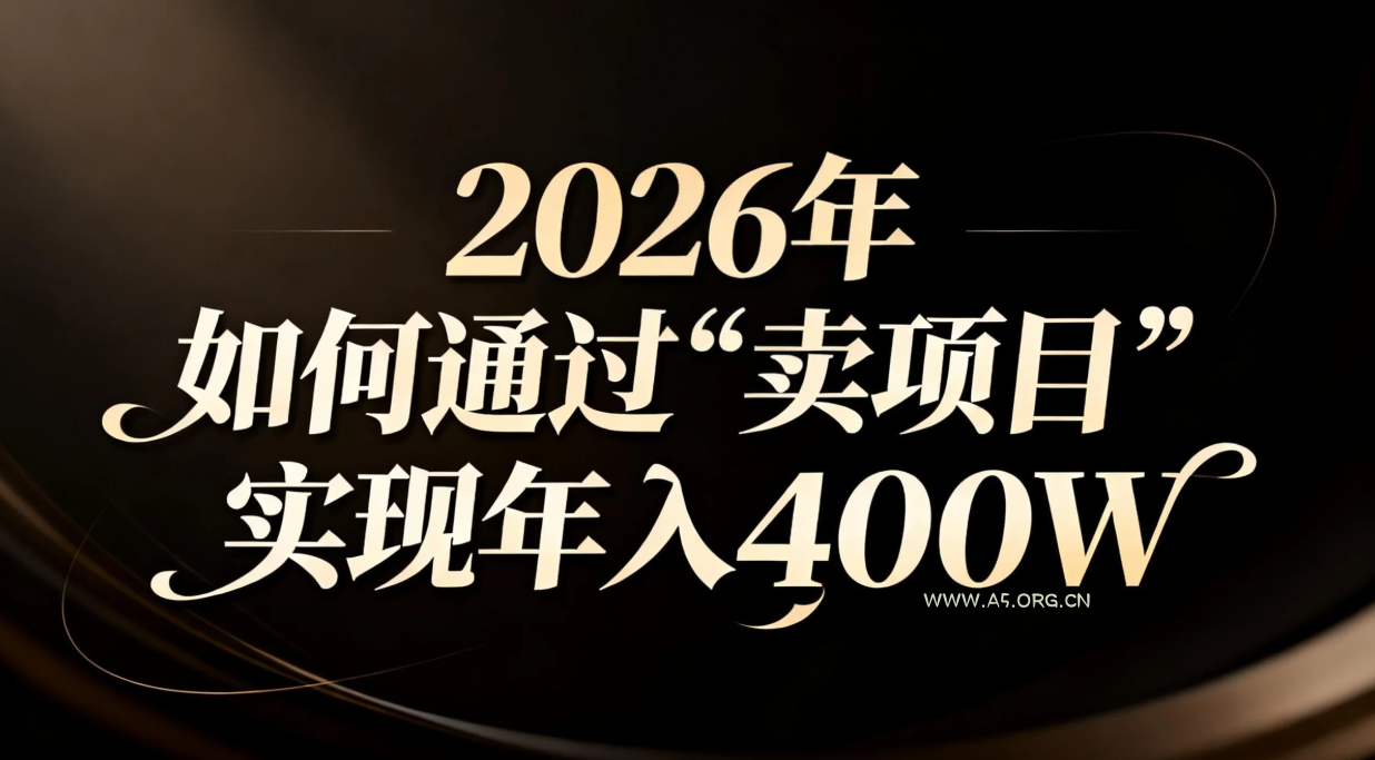 2026年如何通过“卖项目”实现年入百万-小红泡