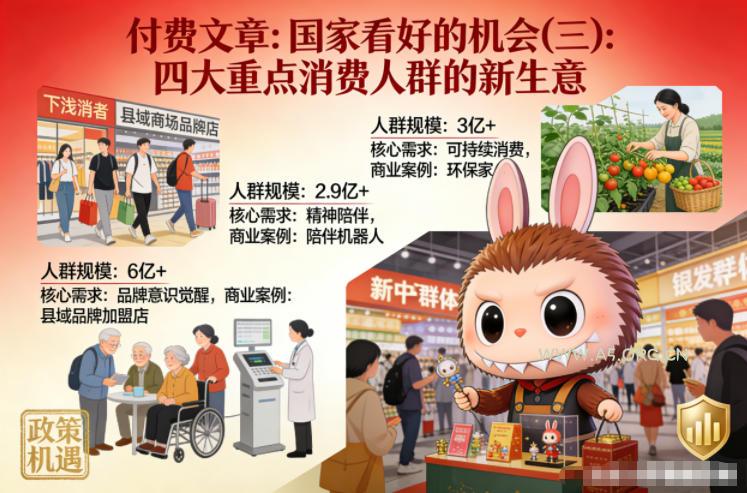 付费文章：国家看好的机会(三)：四大重点消 费人群的新生意-小红泡
