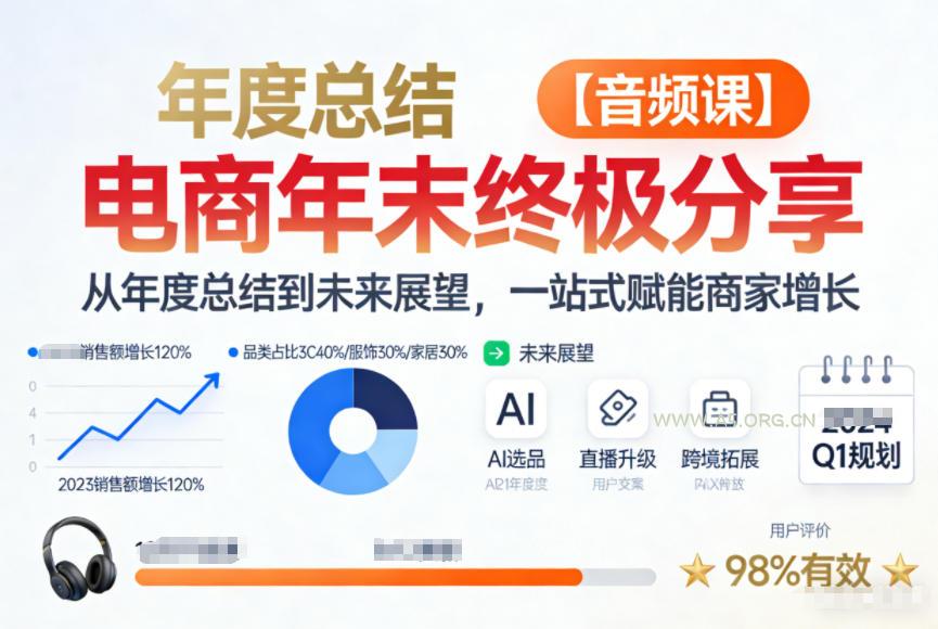 电商年未终极分享,从年度总结到未来展望,一站式赋能商家增长【音频课】-小红泡