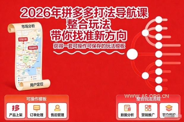 2026年拼多多打法导航课，整合玩法，带你找准新方向，获得一套可操作可保存的玩法模板-小红泡