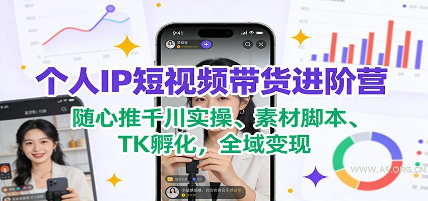 个人IP短视频带货进阶营：随心推千川实操、素材脚本、TK孵化，全域变现-小红泡
