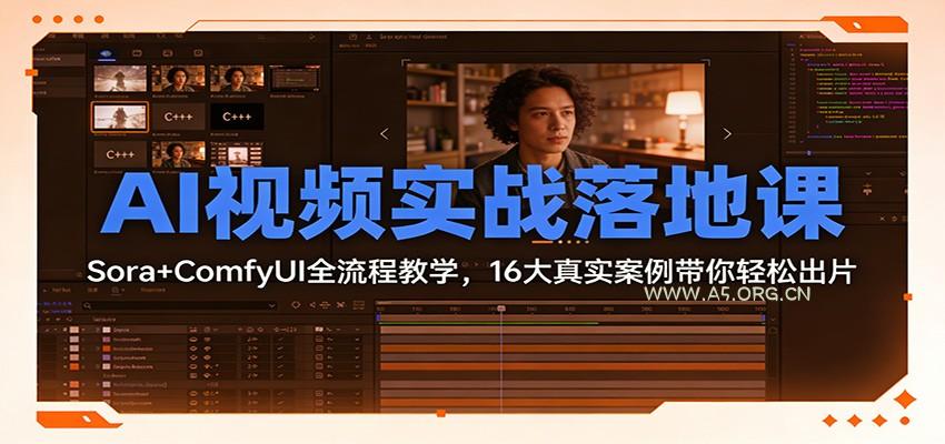 AI视频实战落地课:Sora+ComfyUI全流程教学,16大真实案例带你轻松出片-小红泡