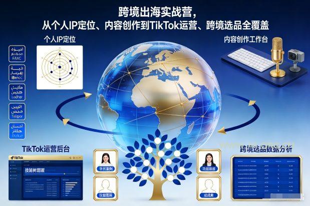 跨境出海实战营,从个人IP定位、内容创作到TikTok运营、跨境选品全覆盖-小红泡