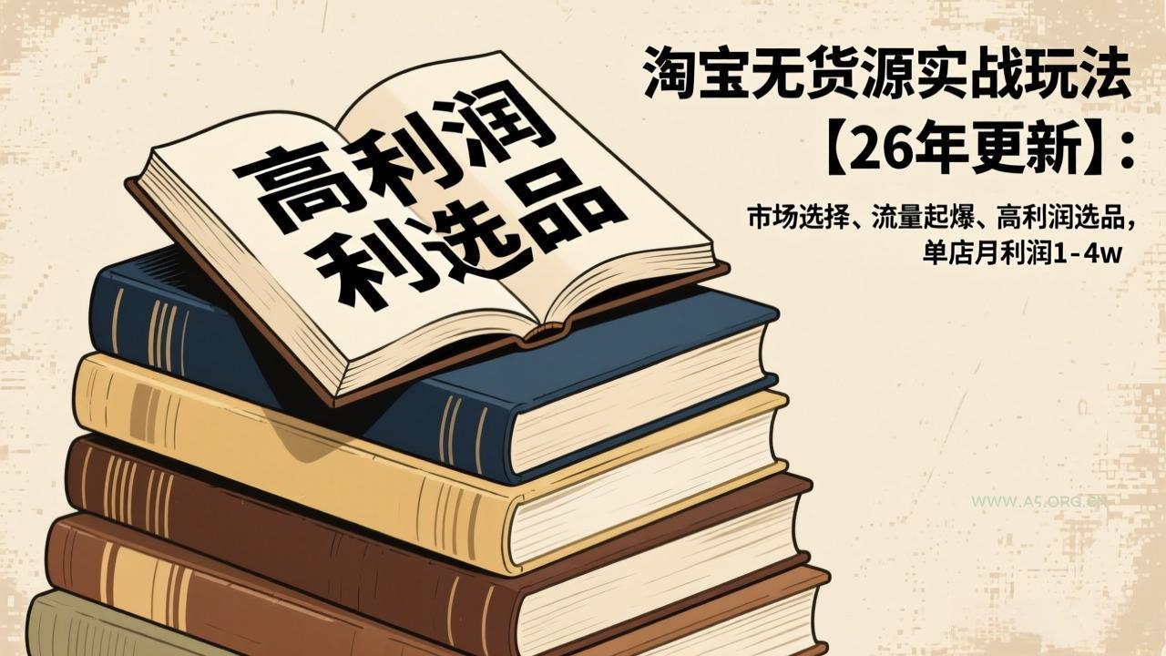 淘宝无货源实战玩法【26年更新】:市场选择、流量起爆、高利润选品,单店月利润1-4w-小红泡