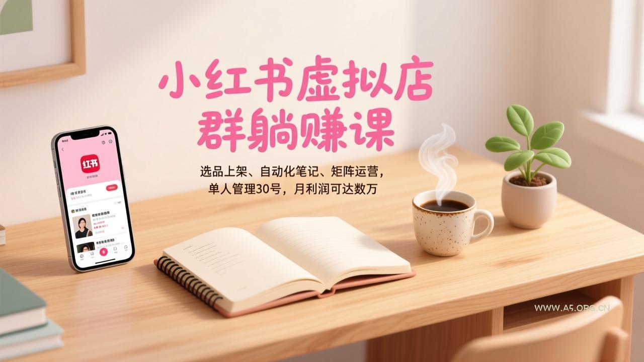 小红书虚拟店群躺赚课，选品上架、自动化笔记、矩阵运营，单人管理30号，月利润可达数万-小红泡