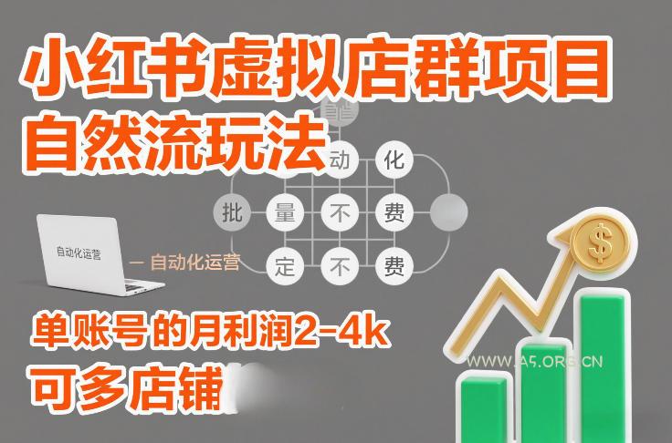 小红书虚拟店群项目,自然流玩法,批量自动化,稳定不费号,单账号的月利润2-4k,可多店矩阵-小红泡