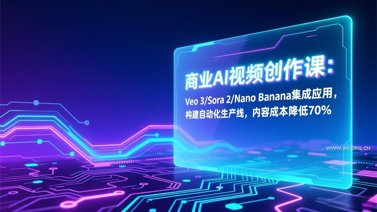 商业AI视频创作课:Veo 3/Sora 2/Nano Banana集成应用,构建自动化生产线,内容成本降低70%-小红泡