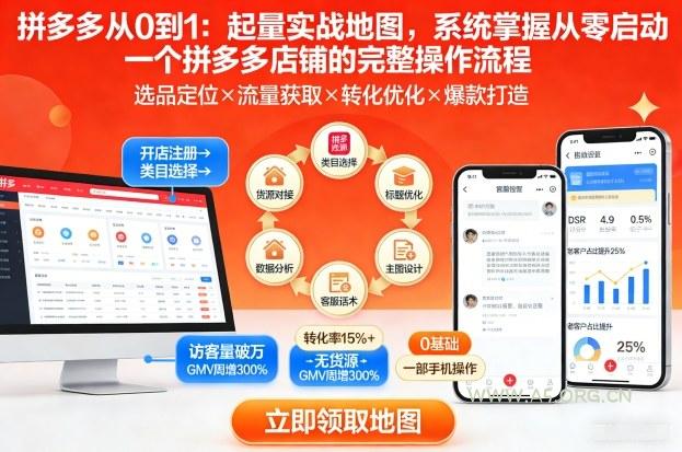 拼多多从0到1:起量实战地图,系统掌握从零启动一个拼多多店铺的完整操作流程-小红泡