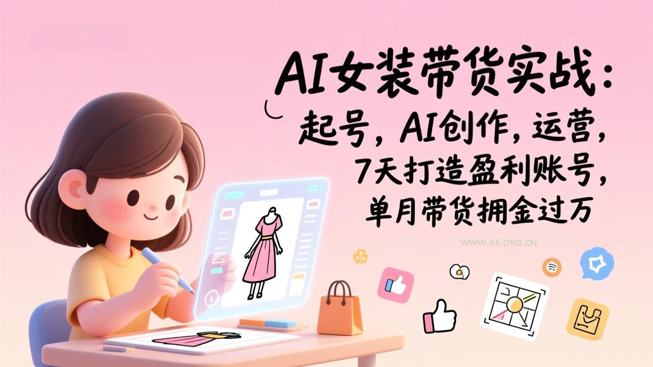 AI女装带货实战：起号，AI创作，运营，7天打造盈利账号，单月带货佣金过万-小红泡
