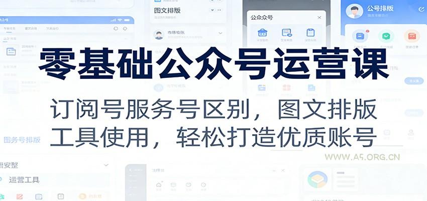 零基础公众号运营课:订阅号服务号区别,图文排版,工具使用,轻松打造优质账号-小红泡