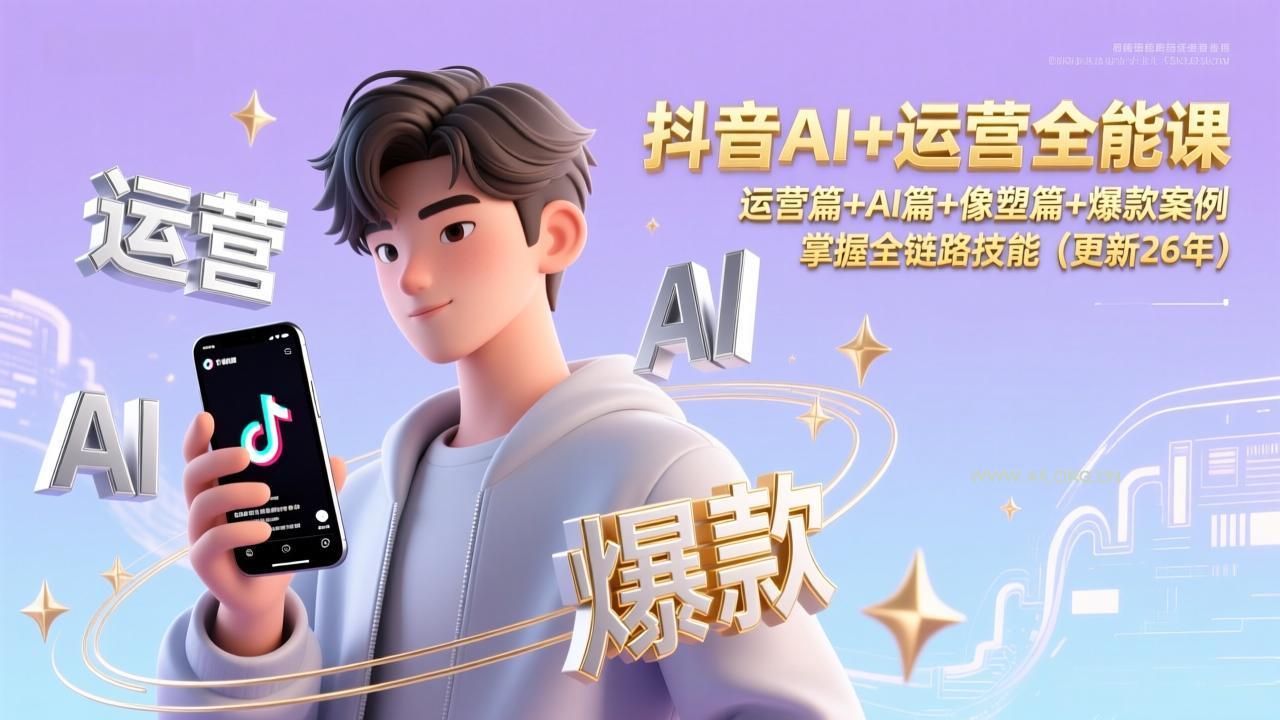 抖音AI+运营全能课，运营篇+AI篇+像塑篇+爆款案例，掌握全链路技能(更新26年-小红泡
