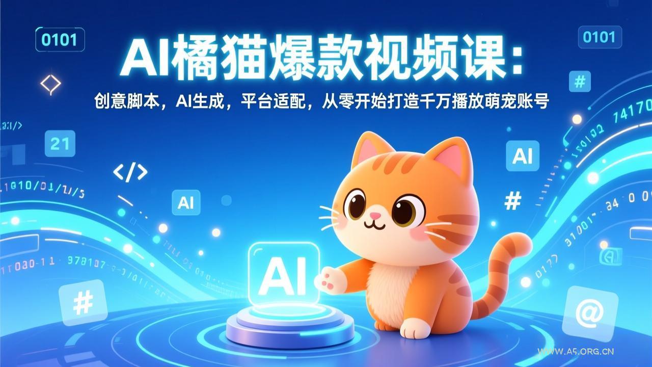 AI橘猫爆款视频课:创意脚本,AI生成,平台适配,从零开始打造千万播放萌宠账号-小红泡