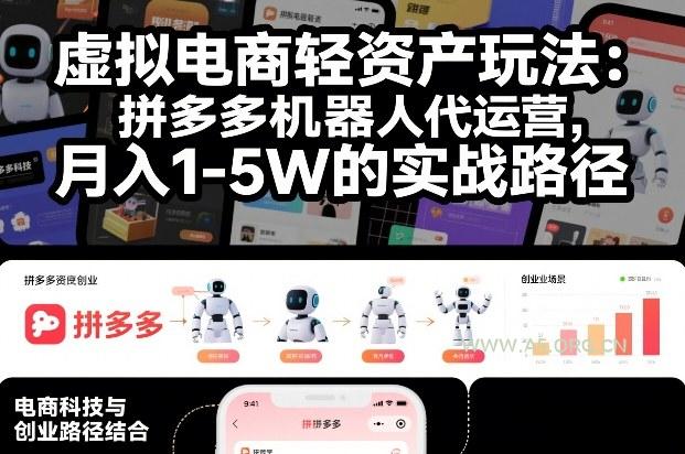 虚拟电商轻资产玩法：拼多多机器人代运营，月入1-5W的实战路径【揭秘】-小红泡