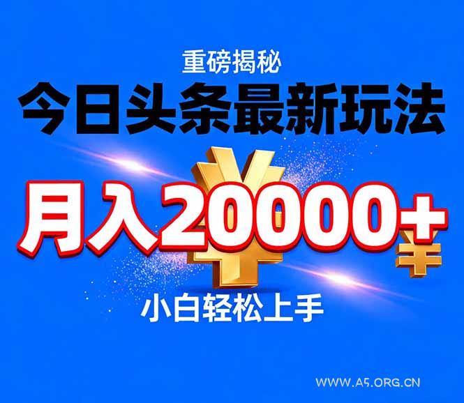 今日头条代运营最新玩法,轻轻松松月入20000+-小红泡