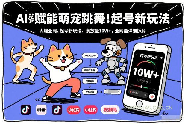 AI赋能萌宠跳舞，火爆全网，起号新玩法，条条播放量10W+，全网最详细拆解-小红泡