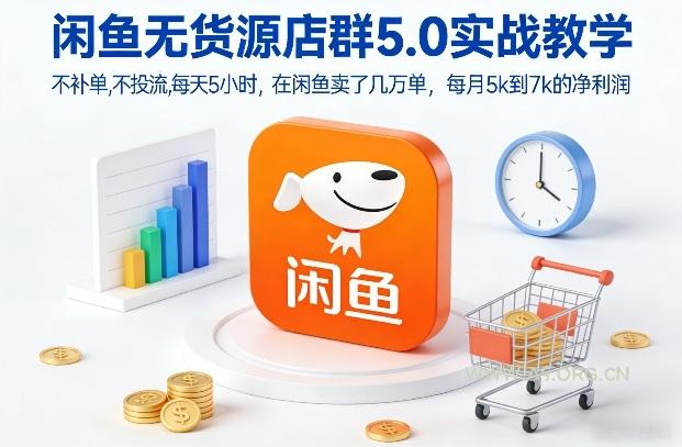 闲鱼无货源店群5.0实战教学，不补单，不投流，每天5小时，在闲鱼卖了几万单，每月5k到7k的净利润-小红泡