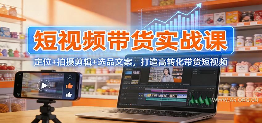 短视频带货实战课：定位+拍摄剪辑+选品文案，打造高转化带货短视频-小红泡