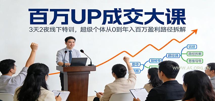 百万UP成交大课：3天2夜线下特训，超级个体从0到年入百万盈利路径拆解-小红泡
