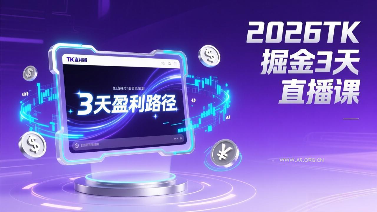 2026TK掘金直播课,起号涨粉+直播带货+商单变现+3天打通盈利路径,月入过万美金-小红泡