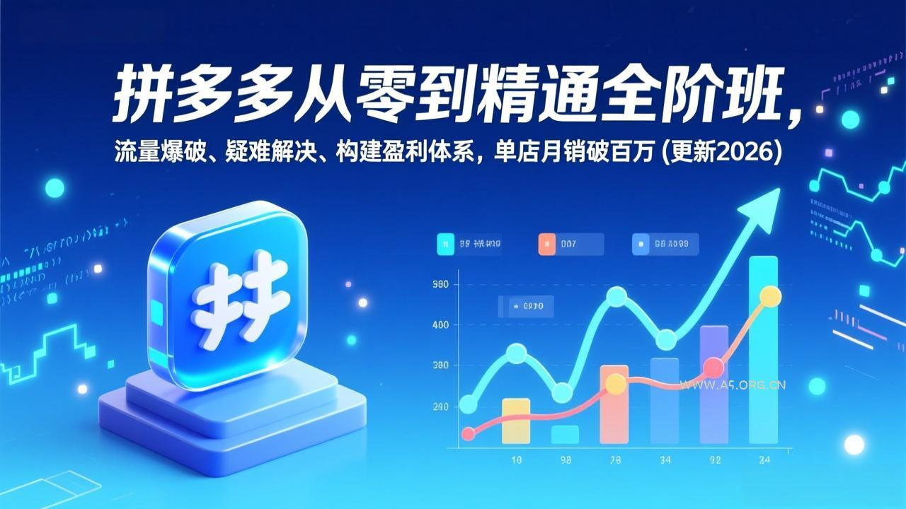 拼多多从零到精通全阶班，流量爆破、疑难解决，构建盈利体系，单店月销破百万(更新2026-小红泡