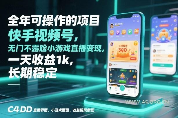 全年可操作的项目,快手视频号无门槛不露脸小游戏直播变现,一天收益1k,长期稳定【揭秘】-小红泡