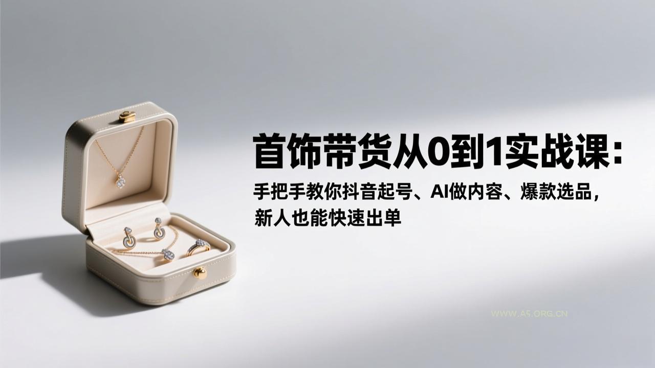 首饰带货从0到1实战课:手把手教你抖音起号、AI做内容、爆款选品,新人也能快速出单-小红泡