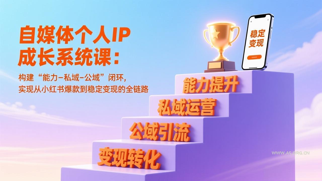 自媒体个人IP成长系统课:构建“能力-私域-公域”闭环,实现从小红书爆款到稳定变现的全链路-小红泡