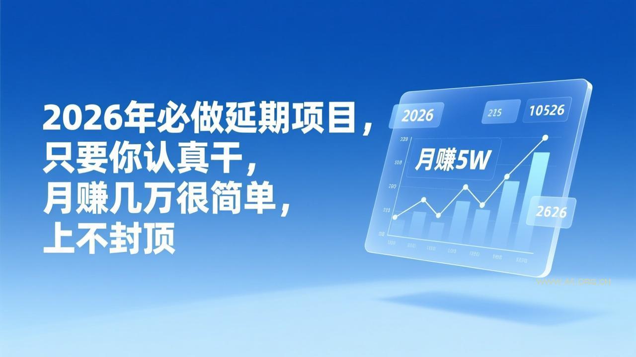 2026年延期项目,只要你认真干,月赚几万很简单,上不封顶-小红泡