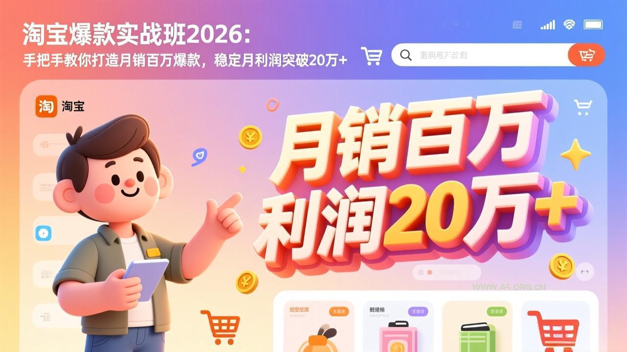 淘宝爆款实战班2026:手把手教你打造月销百万爆款,稳定月利润突破20万+-小红泡