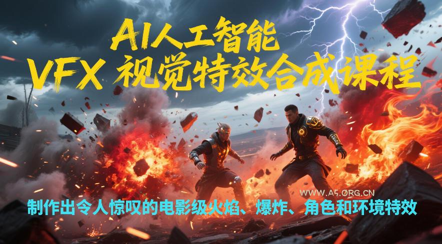AI人工智能VFX视觉特效合成课程,制作出令人惊叹的电影级火焰、爆炸、角色和环境特效-小红泡