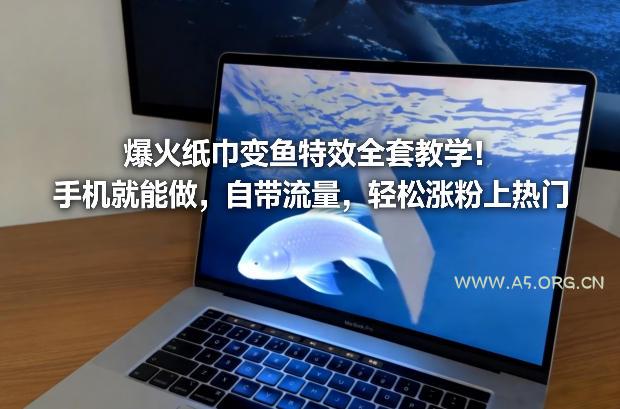 爆火纸巾变鱼特效全套教学！手机就能做，自带流量，轻松涨粉上热门-小红泡