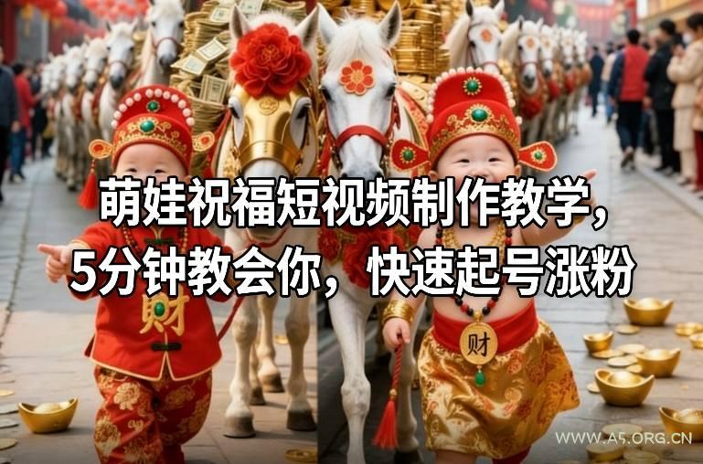 萌娃祝福短视频制作教学，5分钟教会你，快速起号涨粉-小红泡