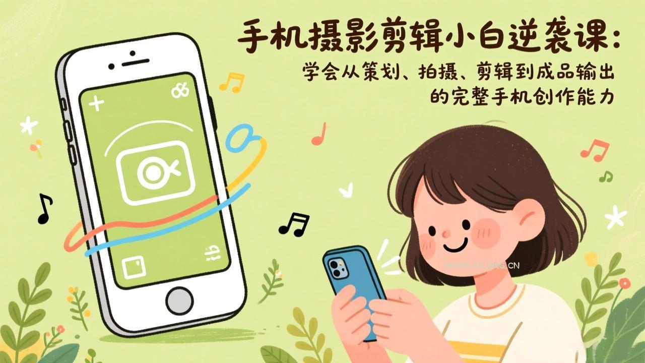 手机摄影剪辑小白逆袭课:学会从策划、拍摄、剪辑到成品输出的完整手机创作能力-小红泡