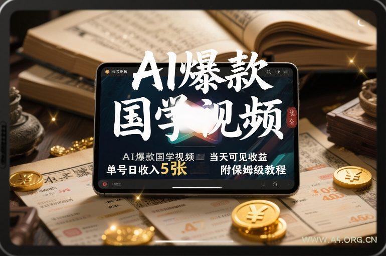 AI爆款国学视频,独家起号方法,小白直接上手,当天可见收益,单号日收入5张+附保姆级教程-小红泡