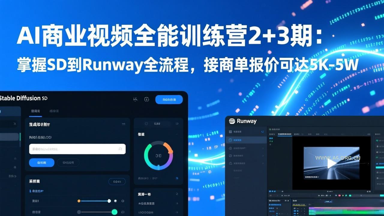 AI商业视频全能训练营2+3期:掌握SD到Runway全流程,接商单报价可达5K-5W-小红泡