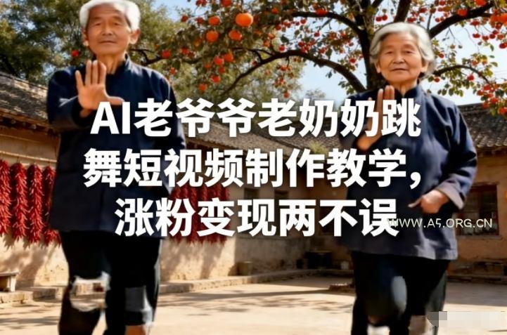 AI老爷爷老奶奶跳舞短视频制作教学,涨粉变现两不误-小红泡