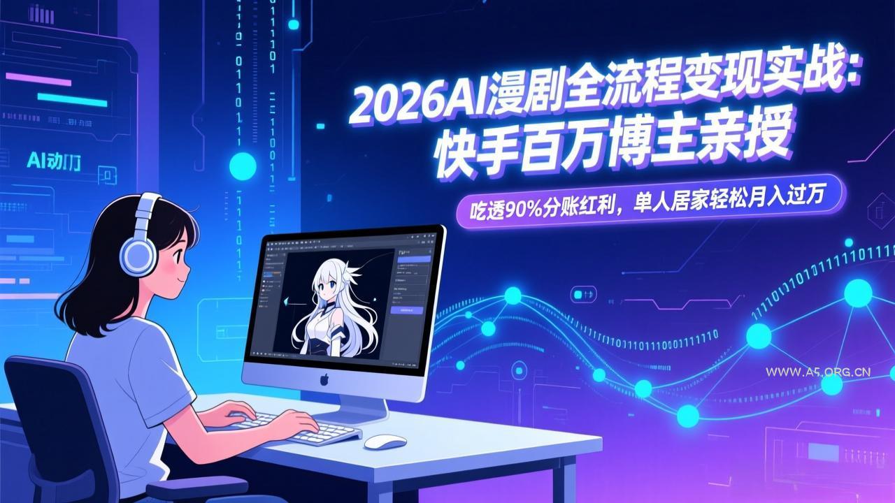 2026AI漫剧全流程变现实战:快手百万博主亲授,吃透90%分账红利,单人居家轻松月入过万-小红泡