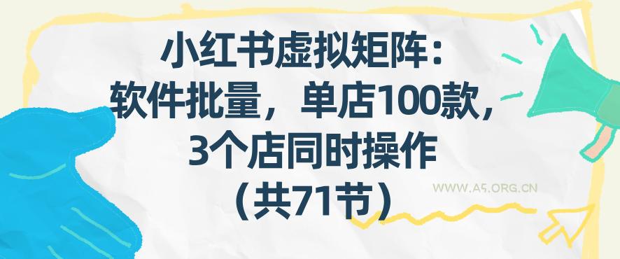 小红书虚拟矩阵:软件批量发笔记,单店100款,3个店同时操作(共71节)-小红泡