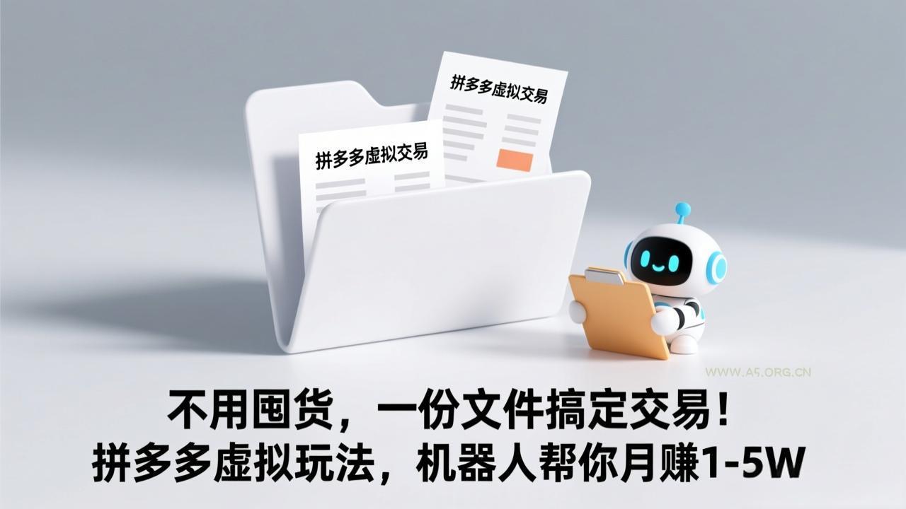 不用囤货,一份文件搞定交易!拼多多虚拟玩法,机器人帮你月赚 1-5W-小红泡