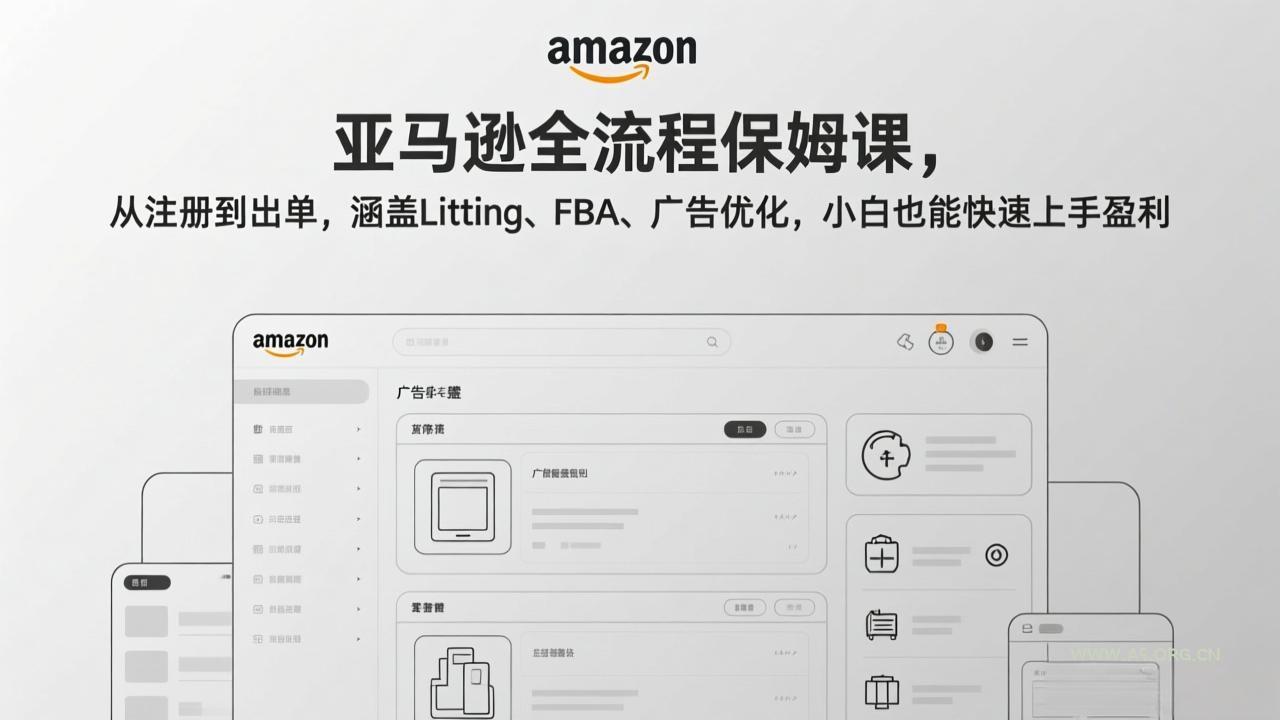 亚马逊全流程保姆课,从注册到出单,涵盖Listing、FBA、广告优化,小白也能快速上手盈利-小红泡