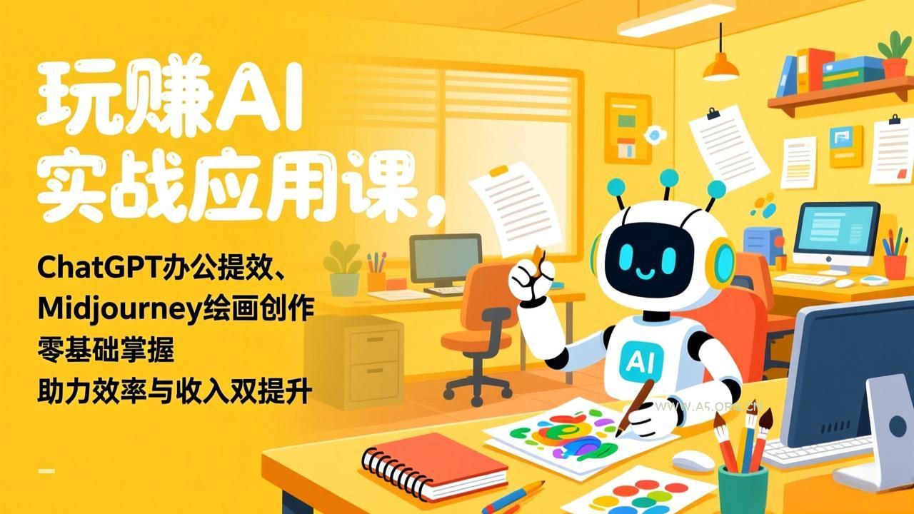 玩赚AI实战应用课,ChatGPT办公提效、Midjourney绘画创作,零基础掌握,助力效率与收入双提升-小红泡